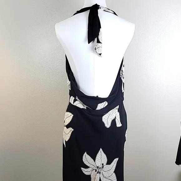 DRESSBARN Floral Dress Sz 14 Flowy Sexy Date Halter Coquette Boho Y2K Babydoll - Picture 3 of 7